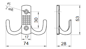 Крючок двойной Maxi Locks 2122-24g тонкий с точками SN Матовый хром фото 2