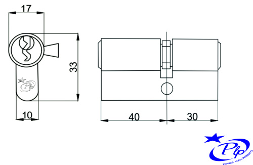 Цилиндровый механизм PLP N40/30 английский ключ/ключ PB Полированная латунь фото 2