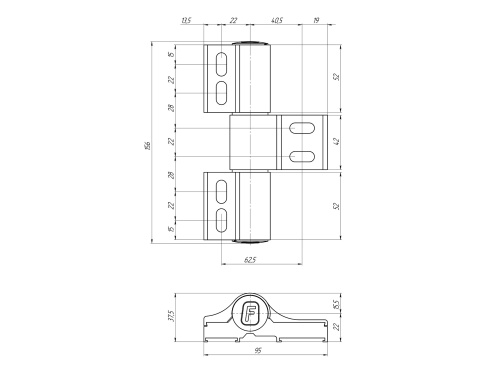 Петля для алюминиевых дверей ППД-3 (A) RAL9016 Белый фото 2