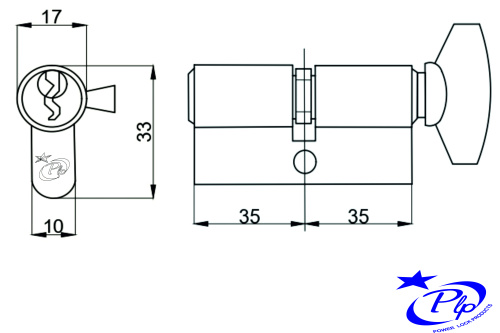 Цилиндровый механизм PLP NW70 английский ключ/вертушка PB Полированная латунь фото 2