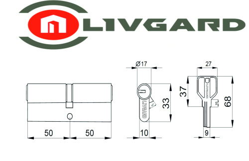 Цилиндровый механизм LIVGARD C100 перфо.ключ-ключ SN Матовый никель фото 2