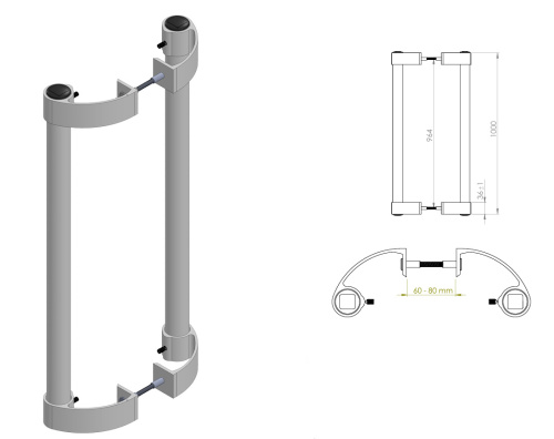 Ручка для пластиковых дверей прямая овальная 500*30 Белый RAL9016 фото 2