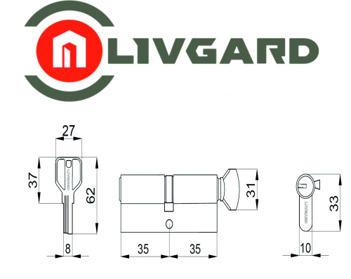 Цилиндровый механизм LIVGARD CW70SN-12 перфо.ключ-вертушка 12кл. SN Матовый никель фото 2