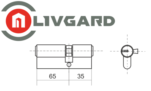Цилиндровый механизм LIVGARD C65/35 перфо.ключ-ключ SN Матовый никель фото 2