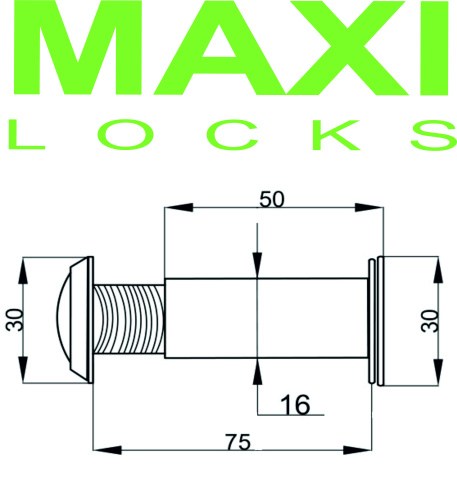 Глазок дверной MAXI Locks DV2-5075-CP с резинкой 50-75мм Хром фото 2