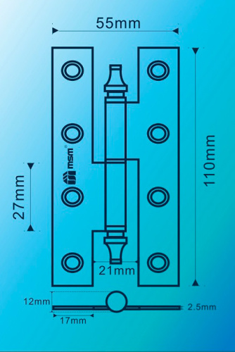 Петли съемные MSM 110 с колпачком PB Полированная латунь L Левая фото 2