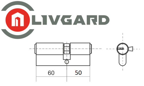 Цилиндровый механизм LIVGARD C60/50 перфо.ключ-ключ SN Матовый никель фото 2