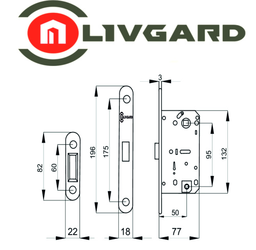 Защелка врезная LIVGARD L95M-I магнитная под фиксатор AB Бронза фото 2