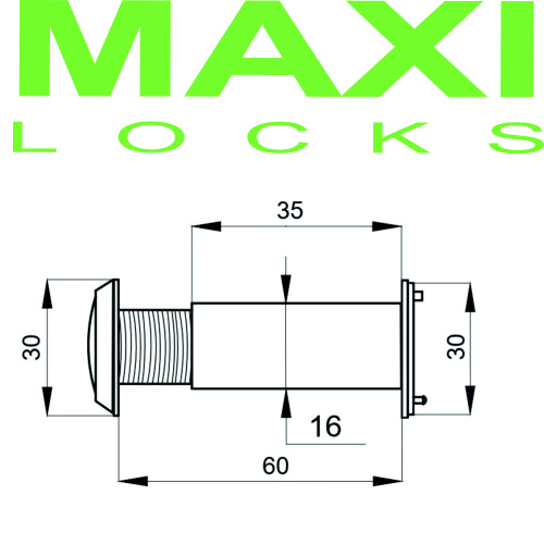 Глазок дверной MAXI Locks DV3-3560-PB с шторкой 35-60мм Полированная латунь фото 2