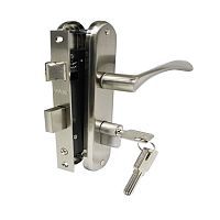Замок врезной MAXI Locks MLC62-105-SN комплект с ручками и ц.м. Матовый никель