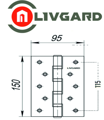 Петли универсальные LIVGARD HV150-SN без колпачка Матовый никель фото 2