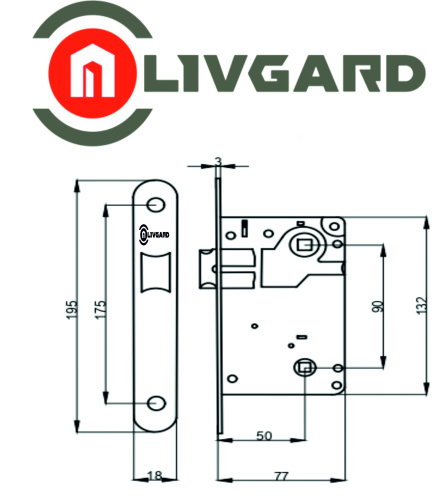 Защелка врезная LIVGARD L90T-AC Медь фото 2