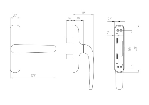 Ручка для алюминиевых окон с двумя болтами ( РАО-01) RAL9016 Белый фото 2