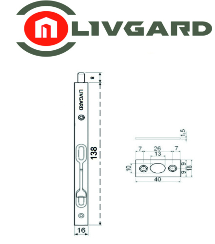 Шпингалет торцевой LIVGARD LX-140mm AB Бронза фото 2