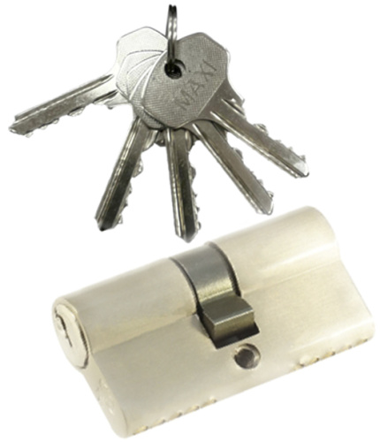 Цилиндровый механизм MAXI Locks N60 английский ключ/ключ SN Матовый никель