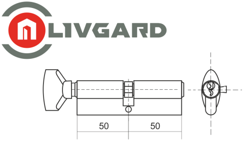 Цилиндровый механизм LIVGARD NW100 англ.ключ-вертушка SN Матовый никель фото 2