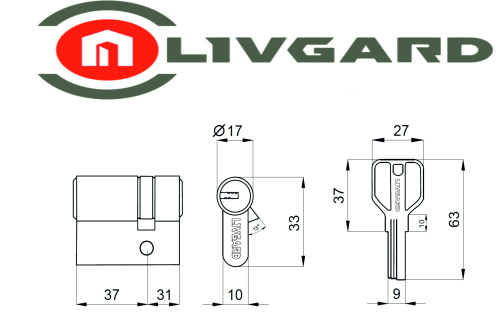 Цилиндровый механизм LIVGARD C37/31 перфо.ключ-ключ SN Матовый никель фото 2