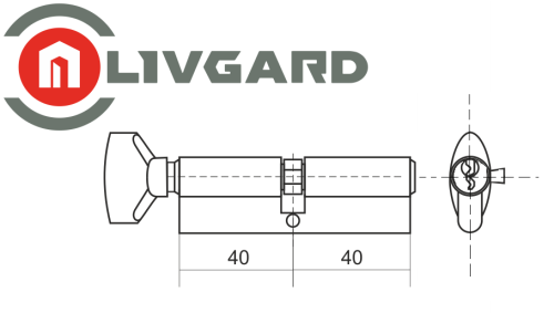Цилиндровый механизм LIVGARD NW80 англ.ключ-вертушка PB Полированная латунь фото 2
