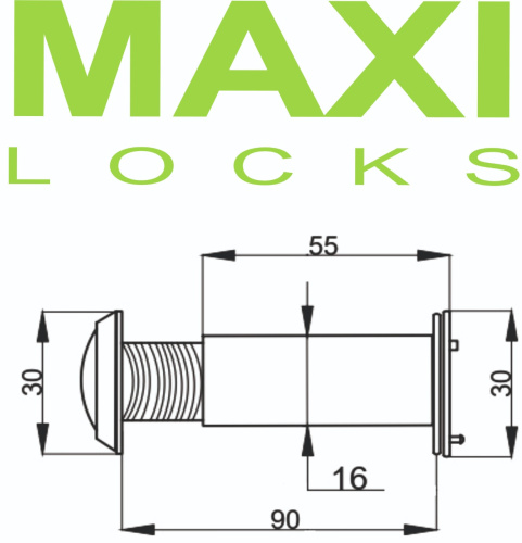 Глазок дверной MAXI Locks DV3-5590-PB с шторкой 55-90мм Полированная латунь фото 2