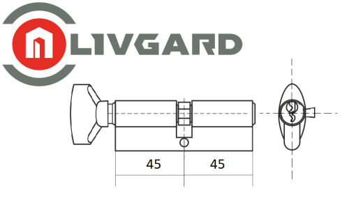 Цилиндровый механизм LIVGARD NW90 англ.ключ-вертушка SN Матовый никель фото 2