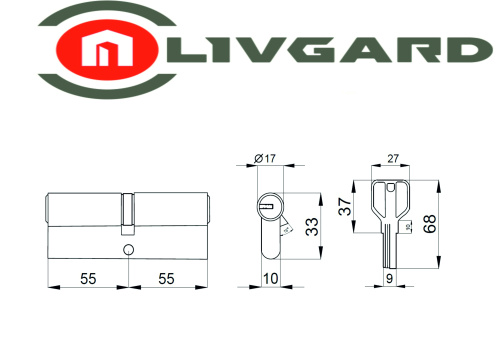 Цилиндровый механизм LIVGARD C110 перфо.ключ-ключ SN Матовый никель фото 2