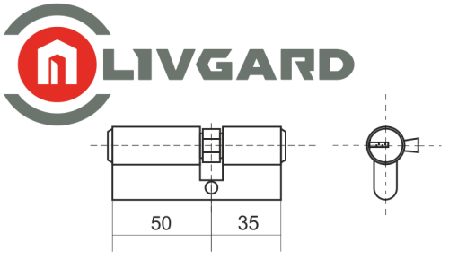 Цилиндровый механизм LIVGARD C50/35 перфо.ключ-ключ PB Полированная латунь фото 2