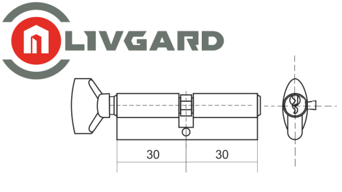 Цилиндровый механизм LIVGARD NW60 англ.ключ-вертушка PB Полированная латунь фото 2