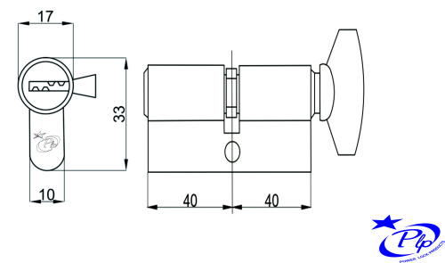 Цилиндровый механизм PLP CW80 перфо.ключ-вертушка PB Полированная латунь фото 2