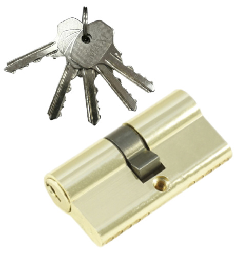 Цилиндровый механизм MAXI Locks N70 английский ключ/ключ PB Полированная латунь фото 2