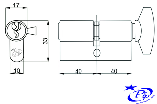 Цилиндровый механизм PLP NW80 английский ключ/вертушка PB Полированная латунь фото 2